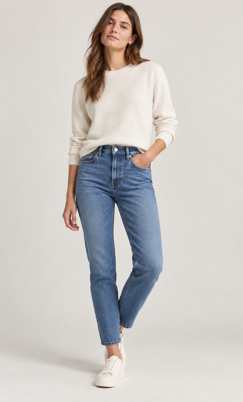 Everlane High Rise Slim Straight Ankle Jeans Medium Wash Size 28